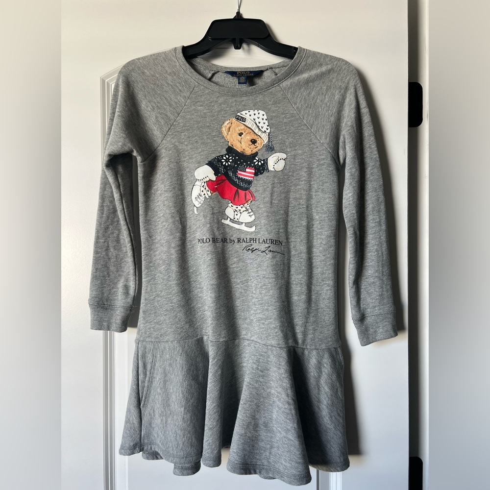 Ralph Lauren Gray Dress with Iconic Bear
